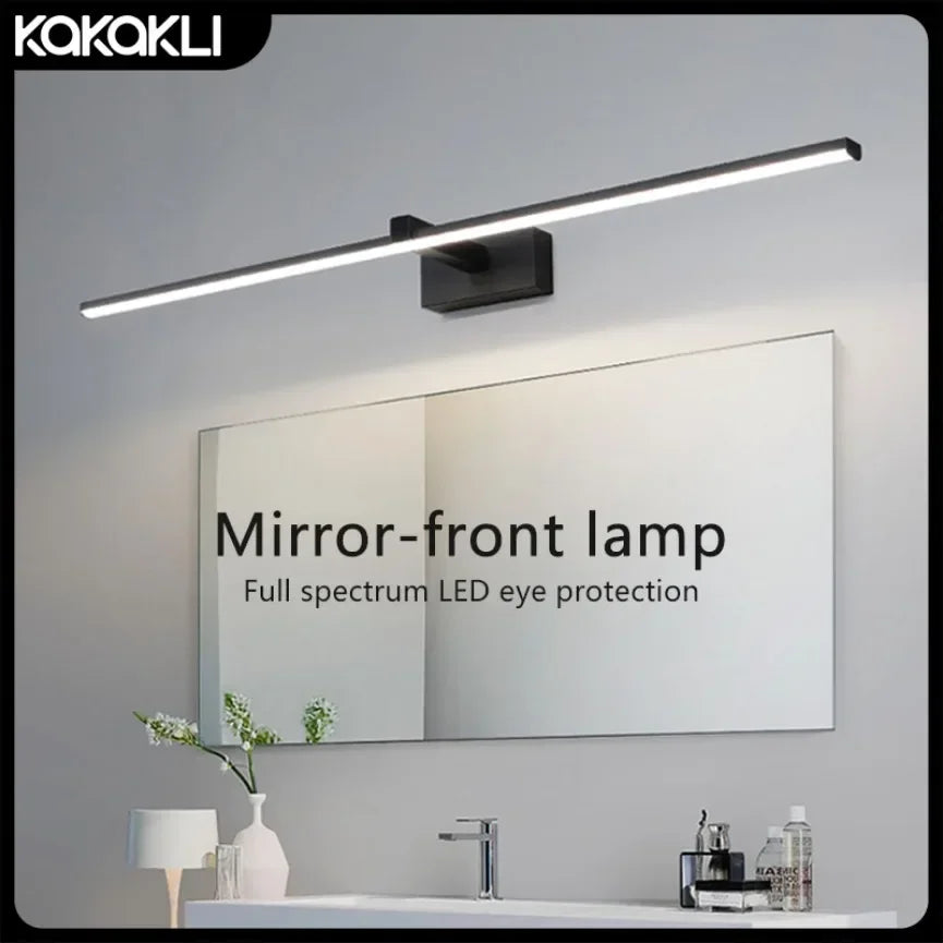 lampe miroir moderne noir blanc led mur 40cm 60cm 80cm 100cm