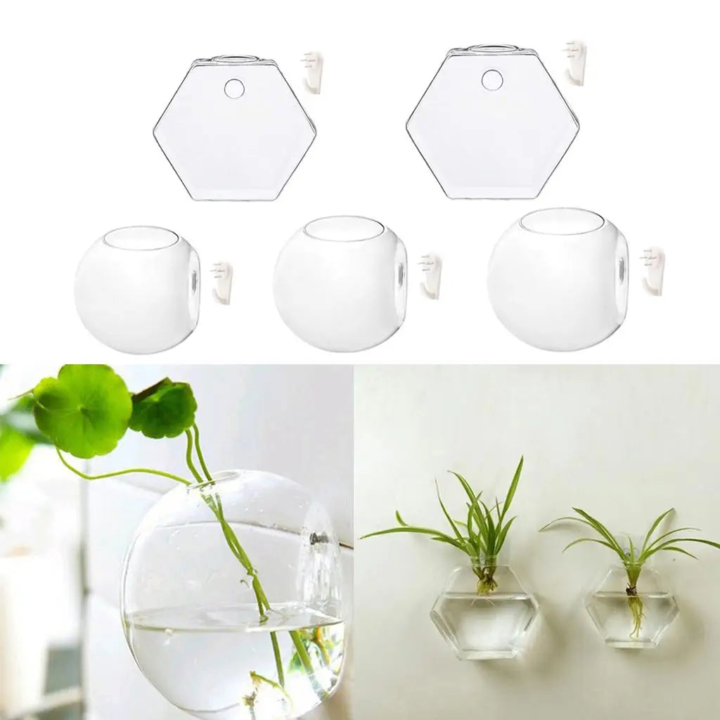 vases suspendus verre transparent modernes clips adhésifs rond hexagonal