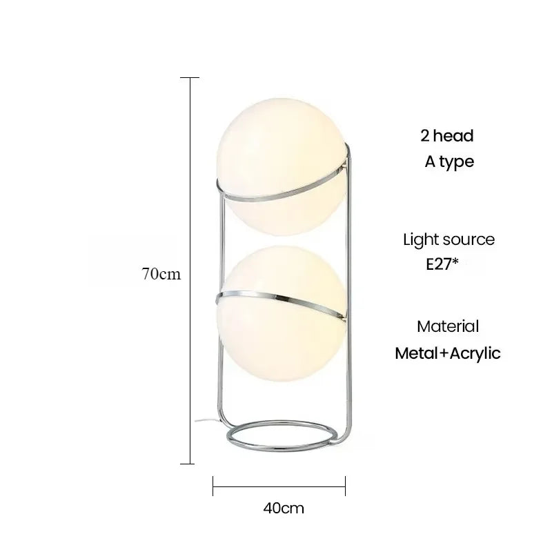 lampe sol moderne sphères translucides blanc chrome nordique minimaliste led acrylique