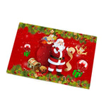 tapis noël rouge vert marron santaclaus rennes boules sapins cadeaux flocons étoiles merrychristmas