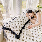 taies d'oreiller polyester non toxique motif points doux blanc housse lit couple usage domestique