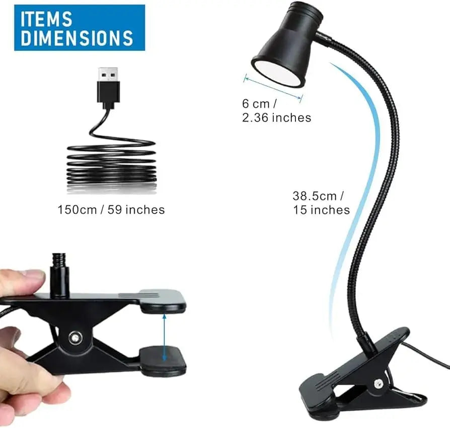 lampe led noir flexible pinces clip rechargeable usb moderne minimaliste