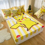 drap lit jaune pikachu élastique anti plis moderne dessin animé 100 fils microfibre 60