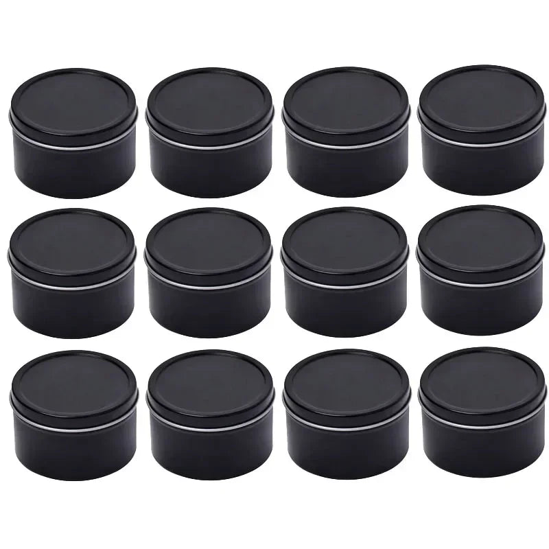boîtes rondes métal or noir argent contemporaines rangement cosmétiques skincare organiser travel tins cream