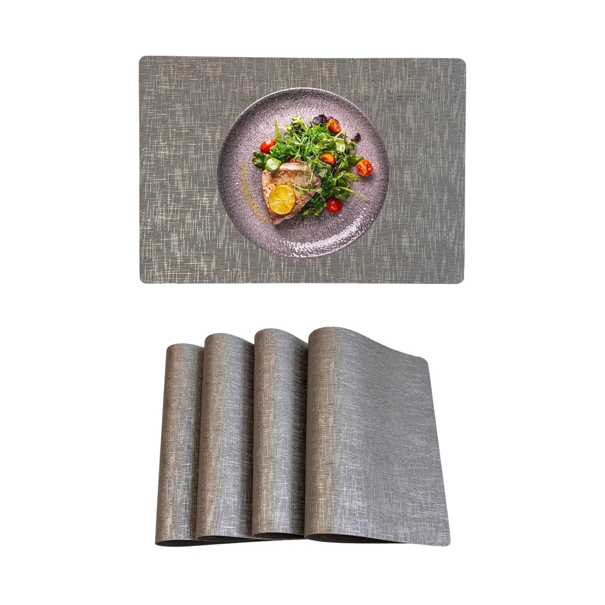tapis table moderne gris clair texture lin adhésif respectueux environnement 17x11.8inch 4pcs