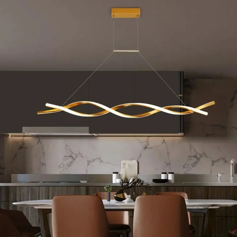 suspension lumineuse moderne pendentif led ondulé blanc doré gris réglable