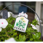 plaque jardin vintage illustration plantes blanc vert noir décorative métallique tringle fixée