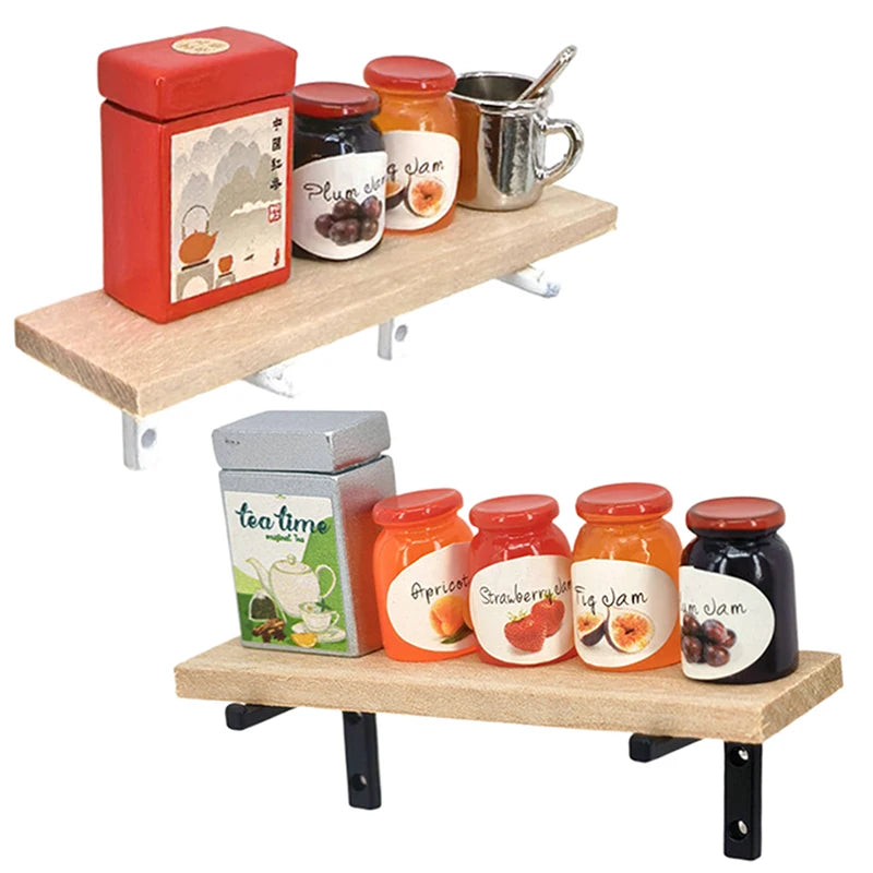 étagère bois moderne étagère miniatures support rangement vis fixations pots confiture thé blanc