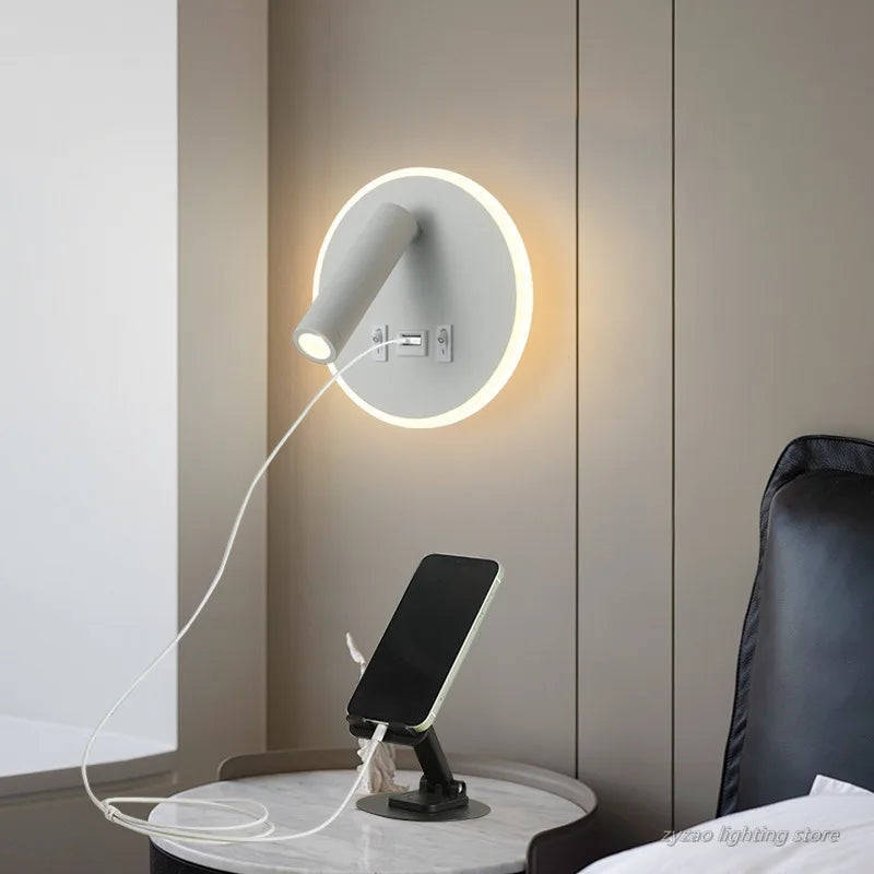 lampe murale moderne bronze blanc prise usb réglable chambre coucher