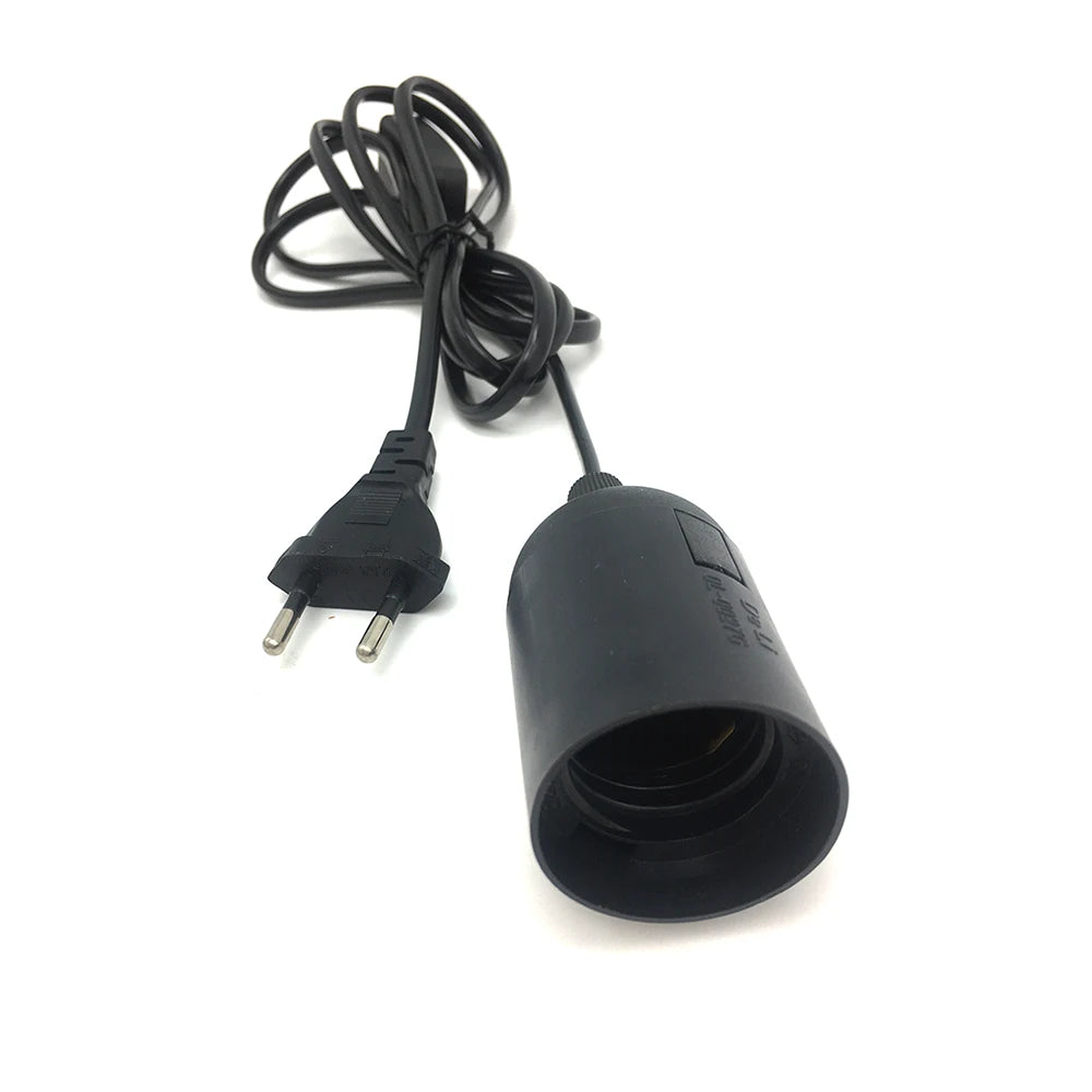 support ampoule e27 noir commutateur câble prise eu moderne sans fixation certification