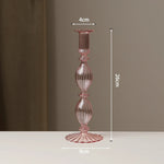bougeoirs verre transparent rayures horizontales classiques or doré rose bleu vert noir