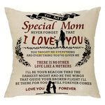 coussin imprimé mère enfant beige décoratif sentimental polyester coton microfibre