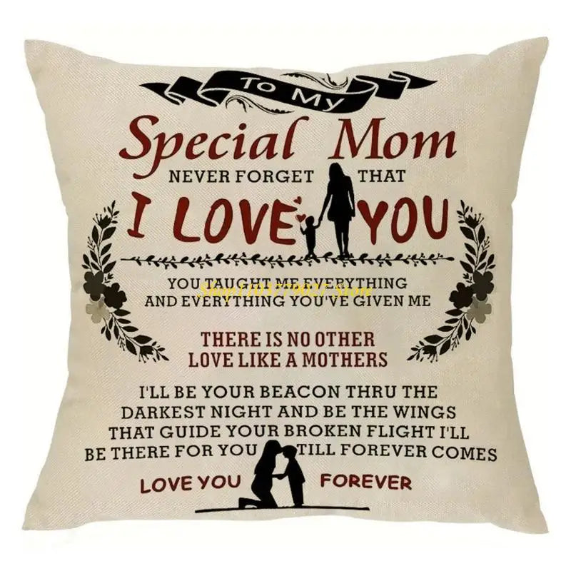 coussin imprimé mère enfant beige décoratif sentimental polyester coton microfibre