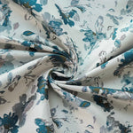 tissu polyester jacquard motifs floraux stylisés blanc bleu gris élégant coudre decorator floral