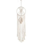 décoration murale boho chic attrape rêves macramé blanc plume fleur