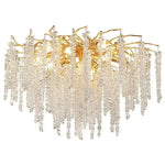 lustre moderne transparent branches goutte doré élégant illumination chambre salon
