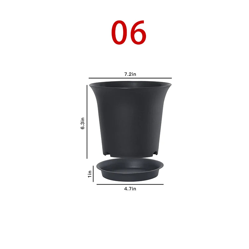 pots fleurs noirs modernes plastique plateau différentes tailles jardinage durable