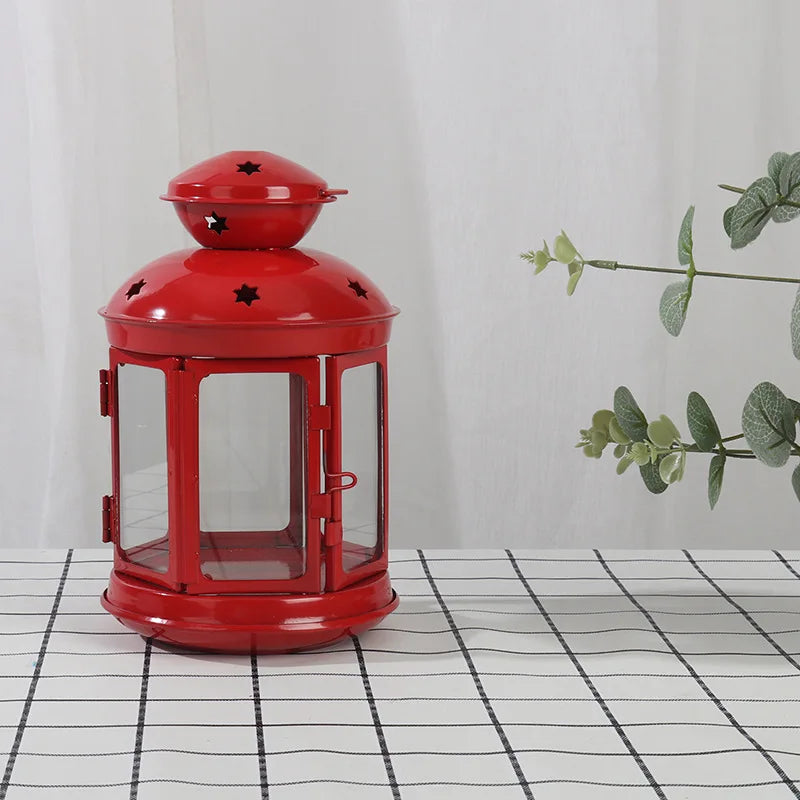 lanterne métal étoiles transparent vintage noir orange rouge chambre décoration festive