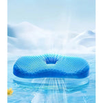coussin siège bleu réseau hexagonal contemporain amovible lavable doux confortable ergonomique multifonctionnel