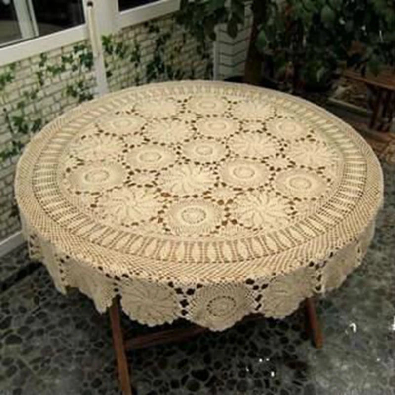 serviette table crochetée motifs floraux 100% coton beige clair traditionnelle maison fêtesextérieur