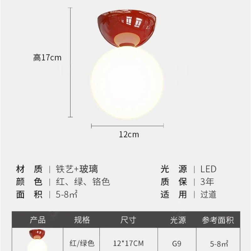 plafonnier moderne minimaliste verre opaque ampoule led g9 rouge blanc vert