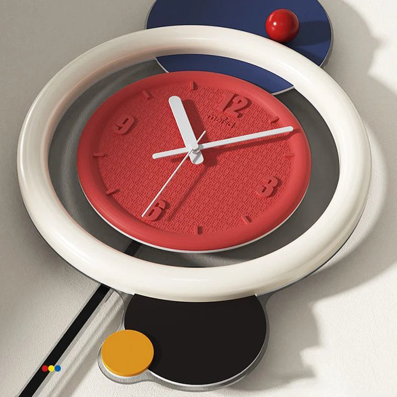 horloge murale moderne acrylique balançoire abstraite géométrique multicolore aiguille visage unique fixations