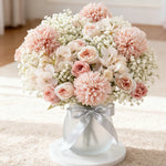 bouquet fleurs artificielles velours rose blanc beige vert modernes élégantes décoration intérieure mariage anniversaire