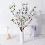 Bouquet artificiel fleurs simples rose jaune blanc rouge feuilles vertes moderne vase blanc 65cm