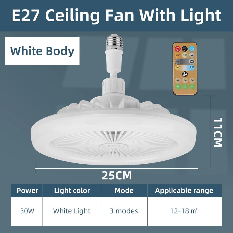 ventilateur plafonnier lampe led blanc moderne télécommande ailes simples floral chambre travail restaurant