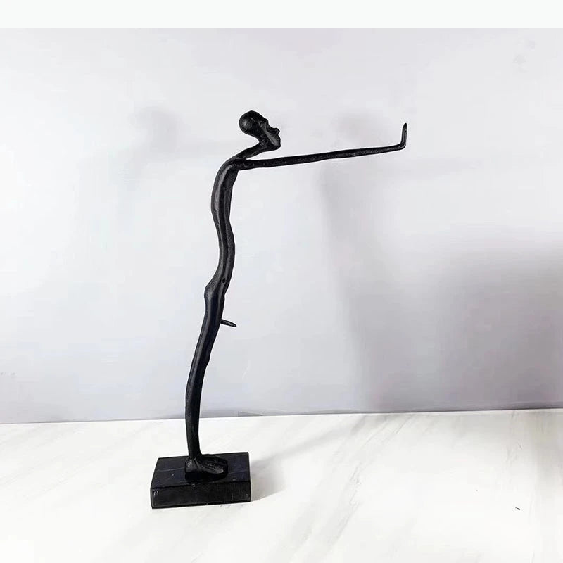 sculpture abstraite moderne noir art africain personnage stylisé décoration intérieure industriel figure texturéeDecorationBureau