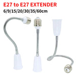 adaptateur culot E27 flexible blanc moderne 6cm 9cm 15cm 20cm 30cm 35cm 60cm