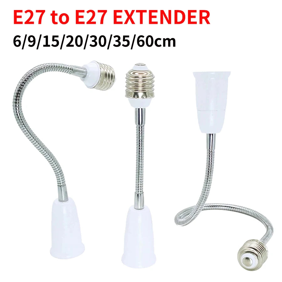 adaptateur culot E27 flexible blanc moderne 6cm 9cm 15cm 20cm 30cm 35cm 60cm
