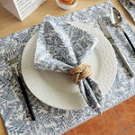 serviettes table coton imprimées florales bleu rose vert classiques cuisine festive