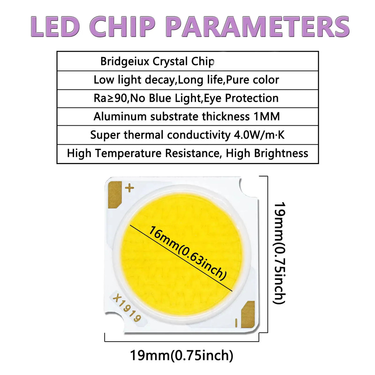 LEDCHIP 12W 18W 24W 30W 36W 42W Blanc Ra97 19x19mm Opalescent Moderne