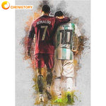 poster football abstrait moderne toile lin minimaliste pinceaux peintures acryliques instructions kit DIY