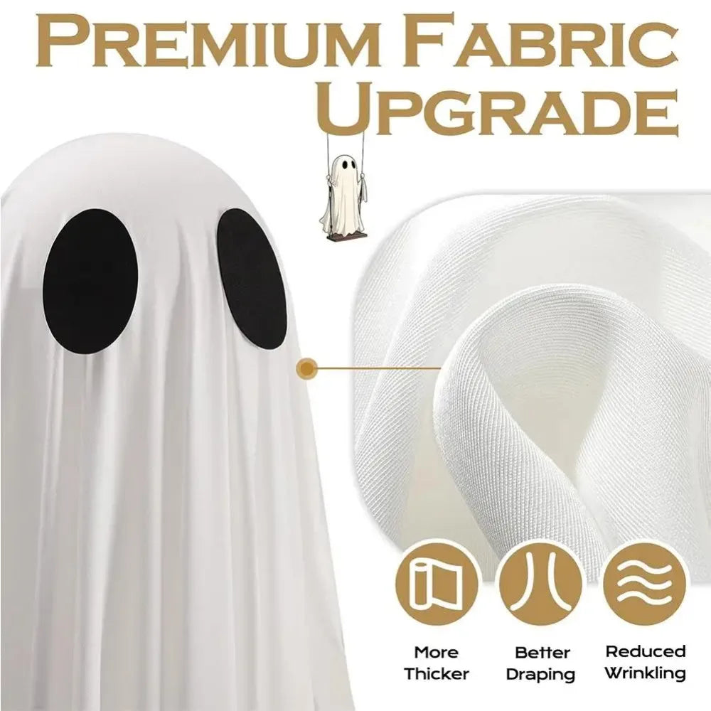 fantôme suspendu blanc halloween texture ondulée fixations classiqueHaunted Swing Adjustable White Classic Halloween Decoration