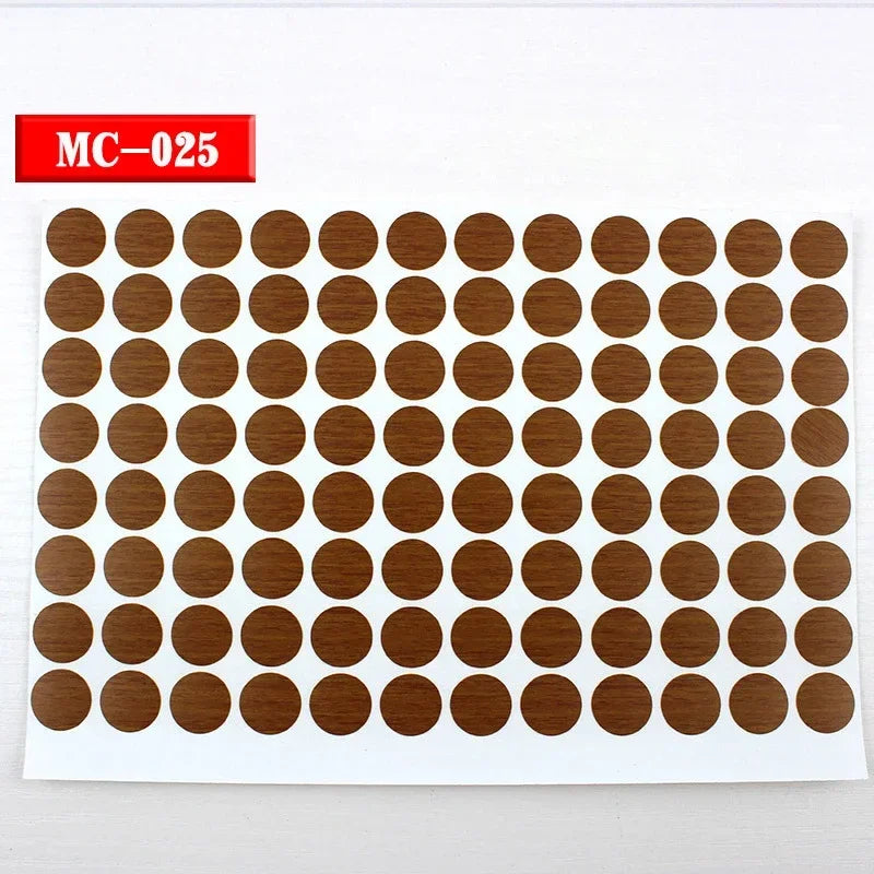 autocollants marron doré vis décoration tiroir meuble bois texture points circulaires résistants eau 96pcs