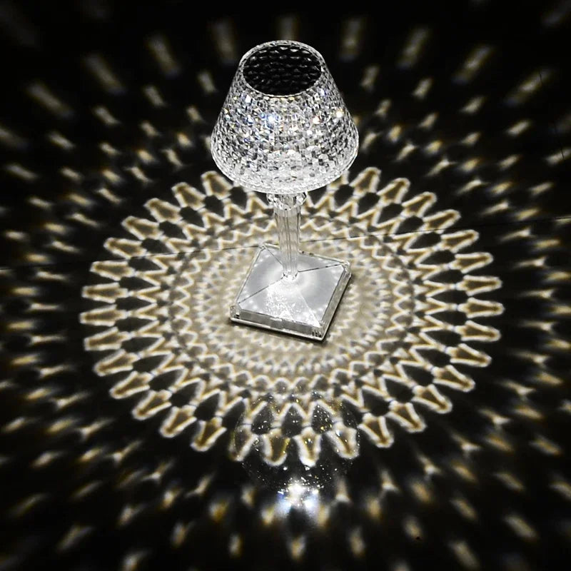 lampe poser led rechargeable transparente diamantée moderne interrupteur tactile