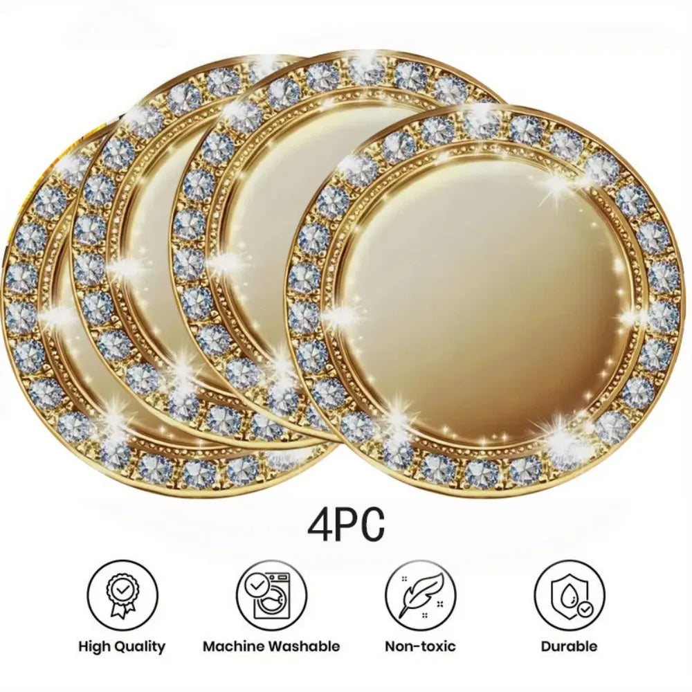 Assiettes ornementales dorées classiques 35cm fourchettes couteaux party christmas nouvelle année