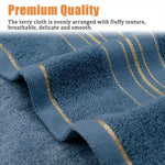 serviettes coton bleu marine rayures dorées moderne absorbantes rapide