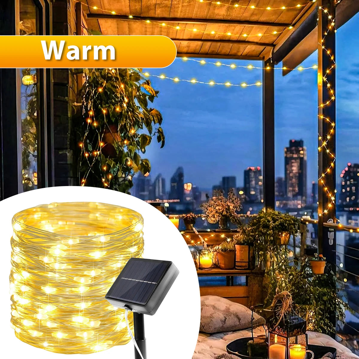 guirlande lumineuse solaire dorée modes étanches noël extérieure moderne decoration jardin led fil cuivre