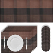 sets table vinyle tissé moderne rayures horizontales marron foncé clair noir antiderapants chemins sous