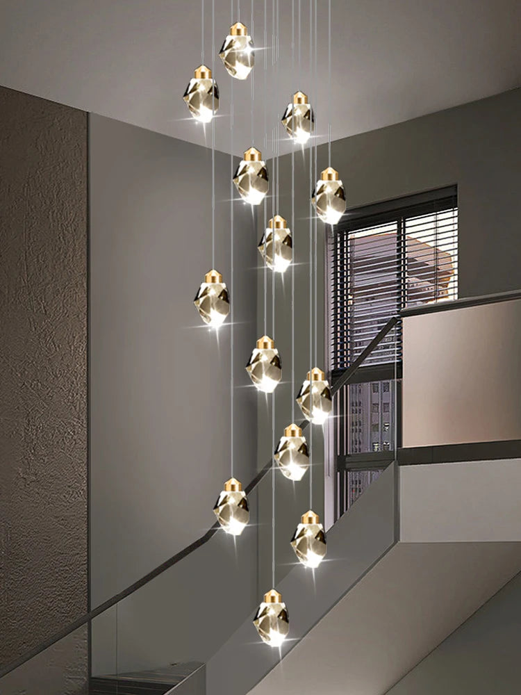 suspension lumineuse contemporaine dorée leds translucides chambre salon élégante 249 2000lm