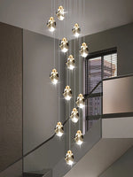 suspension lumineuse contemporaine dorée leds translucides chambre salon élégante 249 2000lm