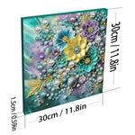 tableau décoratif fleurs coquillages art floral brillant rose violet bleu vert blanc moderne adultes