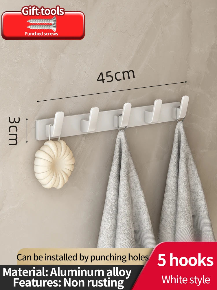 porte clés mural adhésif blanc gris moderne rangement porte manteau sacs 65cm
