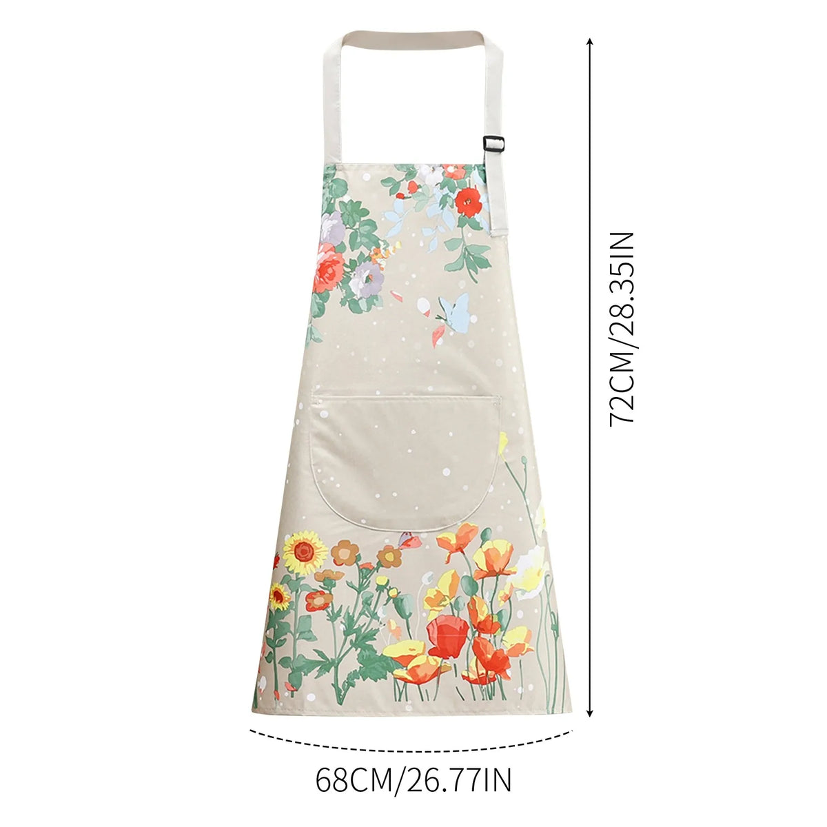 tablier moderne fleurs colorées beige noir poche élastique résistant nettoyage utilitaire multifonctionnel