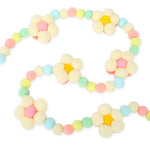 décoration murale guirlande fleurs pompons colorés duvetées enfantine champêtre pastel