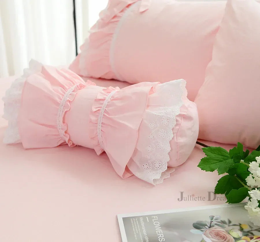 oreiller coton brodé dentelle fronces blanc décoratif romantique taie d'oreiller simple maison couverture coussin