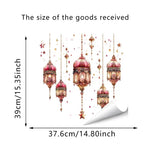 décoration ramadan stickers muraux lanternes colorées lune étoiles dorées floral violet vert rose artisanal
